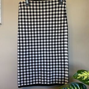 Ralph Lauren Black & White Plaid Small Sweater Pencil Skirt